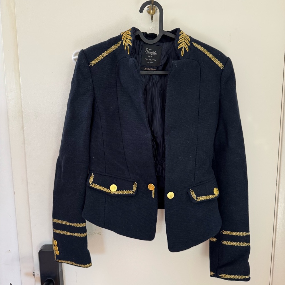 Navy and Gold Women's Military Jacket